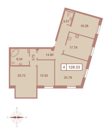 Продажа 4-комнатной квартиры 129,8 м², 4/9 этаж