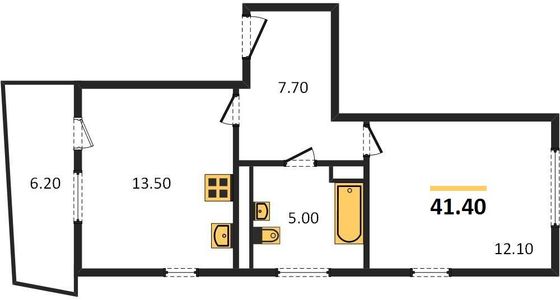 Продажа 1-комнатной квартиры 41,4 м², 5/7 этаж