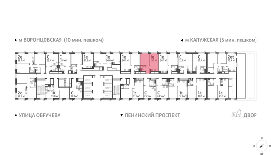 Продажа 1-комнатной квартиры 35,1 м², 26/58 этаж