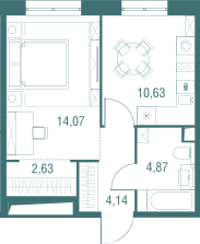 Продажа 1-комнатной квартиры 36,3 м², 2/24 этаж