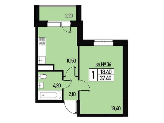 Продажа 1-комнатной квартиры 35,3 м², 2/3 этаж