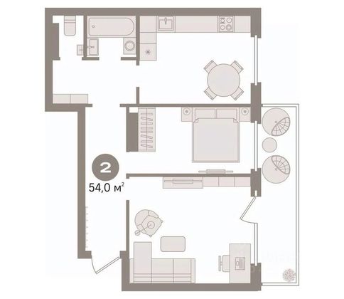 Продажа 2-комнатной квартиры 54 м², 4/10 этаж