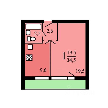 Продажа 1-комнатной квартиры 34,5 м², 8/16 этаж