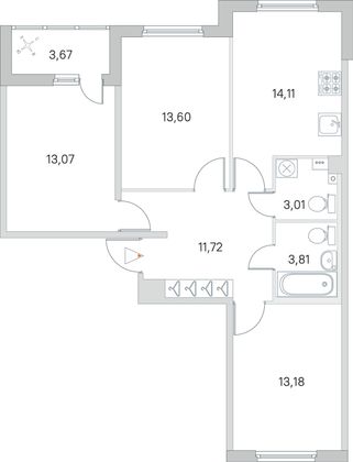Продажа 3-комнатной квартиры 74,3 м², 2/8 этаж