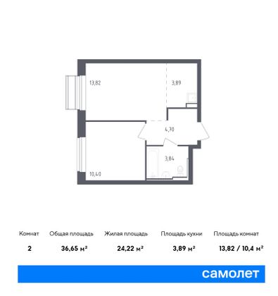 36,7 м², 1-комн. квартира, 7/7 этаж