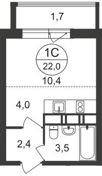 Продажа квартиры-студии 22 м², 15/20 этаж