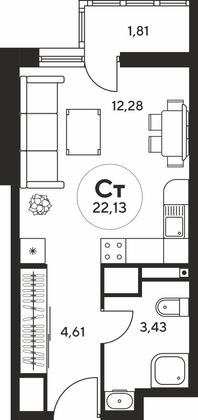 Продажа квартиры-студии 22 м², 24 этаж