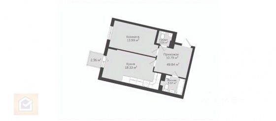 Продажа 1-комнатной квартиры 49,8 м², 5/6 этаж