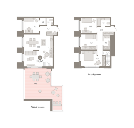 155,6 м², 4-комн. квартира, 16/16 этаж