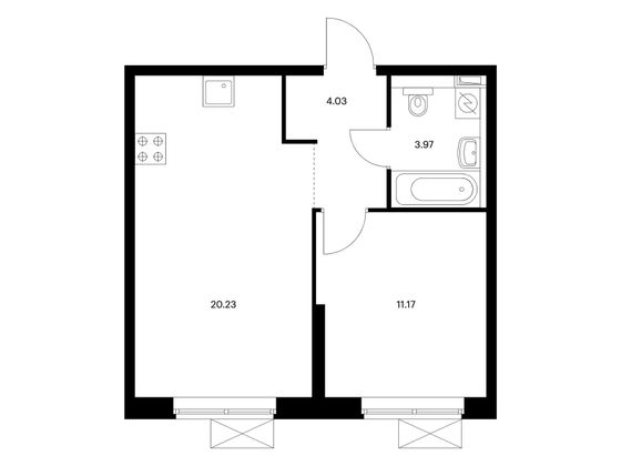 Продажа 1-комнатной квартиры 39,4 м², 6/33 этаж