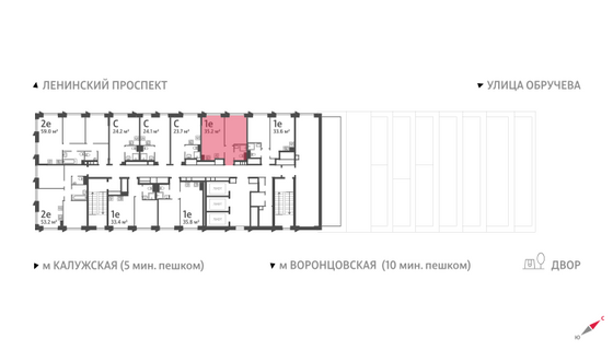 Продажа 1-комнатной квартиры 35,2 м², 29/58 этаж