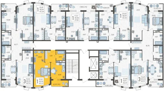 Продажа 1-комнатной квартиры 40,2 м², 16/21 этаж