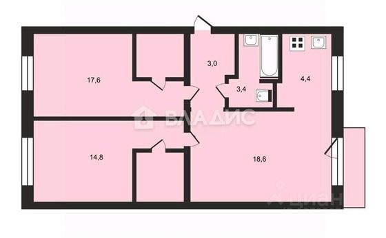 Продажа 3-комнатной квартиры 62 м², 5/5 этаж