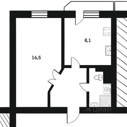 Продажа 1-комнатной квартиры 34 м², 6/9 этаж