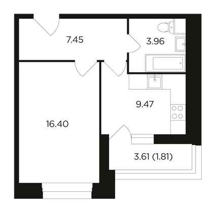 Продажа 1-комнатной квартиры 38,9 м², 17/22 этаж