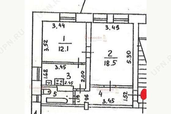 Продажа 2-комнатной квартиры 46 м², 1/2 этаж