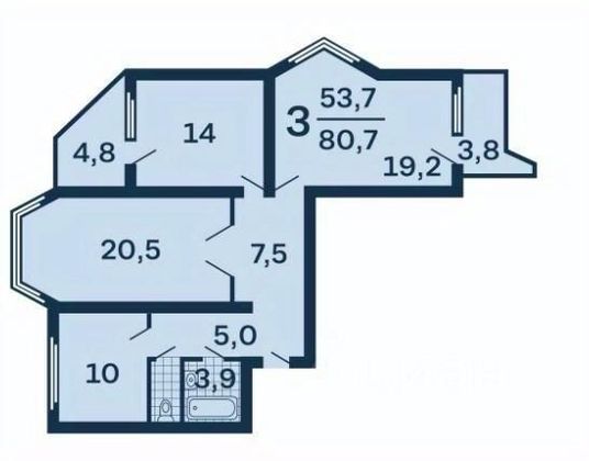 Продажа 3-комнатной квартиры 80 м², 7/17 этаж