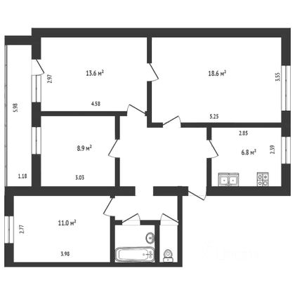 Продажа 4-комнатной квартиры 79,5 м², 5/9 этаж