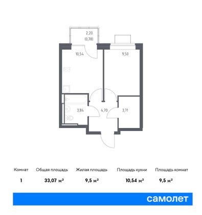 79,1 м², 3-комн. квартира, 6/12 этаж