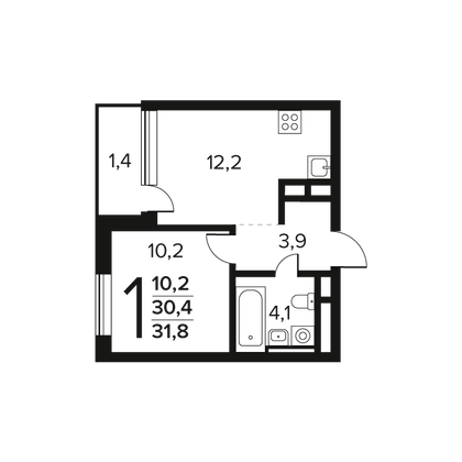 Продажа 1-комнатной квартиры 31,8 м², 6/11 этаж