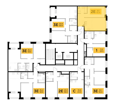 Продажа 2-комнатной квартиры 42,4 м², 10/12 этаж