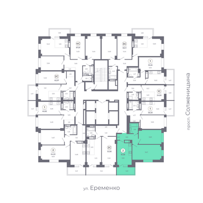Продажа 2-комнатной квартиры 60,9 м², 24/25 этаж