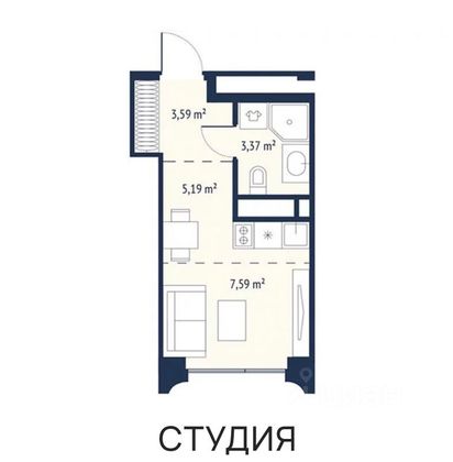 Продажа квартиры-студии 18,6 м², 3/24 этаж