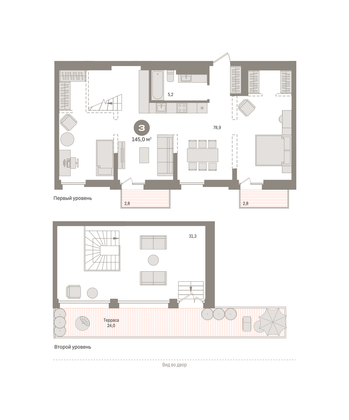 145 м², 3-комн. квартира, 9/9 этаж