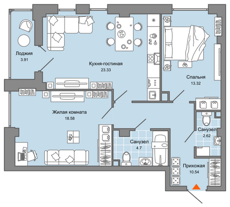 75 м², 3-комн. квартира, 2/14 этаж