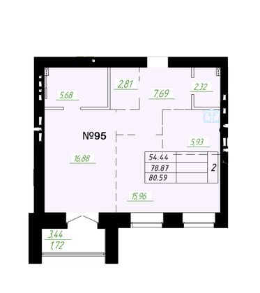 78,1 м², 2-комн. квартира, 9/9 этаж