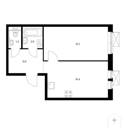 Продажа 1-комнатной квартиры 42,4 м², 9/24 этаж