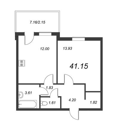 Продажа 1-комнатной квартиры 41,2 м², 5/5 этаж