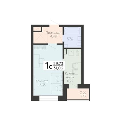 Продажа 1-комнатной квартиры 31,1 м², 8/18 этаж