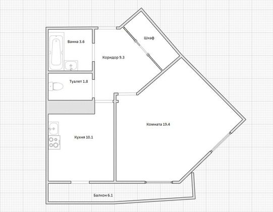 Продажа 1-комнатной квартиры 44,2 м², 16/21 этаж