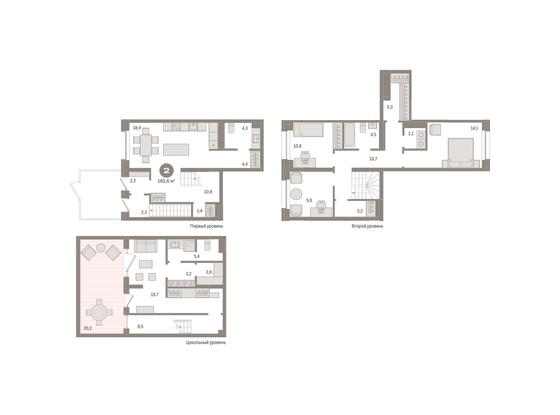 165,6 м², 3-комн. квартира, 2/9 этаж