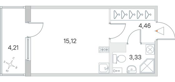 Продажа квартиры-студии 24,2 м², 3/4 этаж