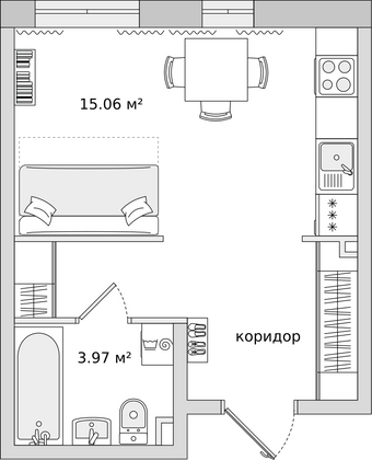 27,1 м², студия, 1/21 этаж