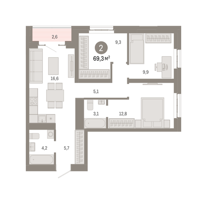 Продажа 3-комнатной квартиры 69,3 м², 20/31 этаж