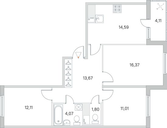 Продажа 3-комнатной квартиры 75,7 м², 5/8 этаж