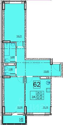 Продажа 2-комнатной квартиры 65 м², 5/10 этаж