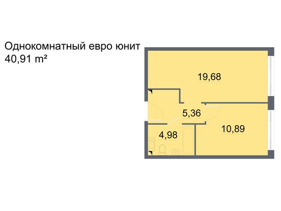 Продажа 1-комнатной квартиры 40,9 м², 6/24 этаж