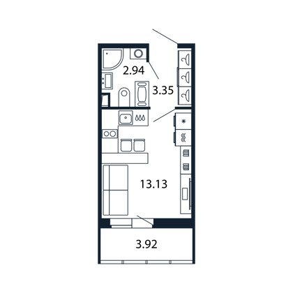 Продажа квартиры-студии 19 м², 4/13 этаж