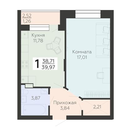 Продажа 1-комнатной квартиры 40 м², 3/10 этаж