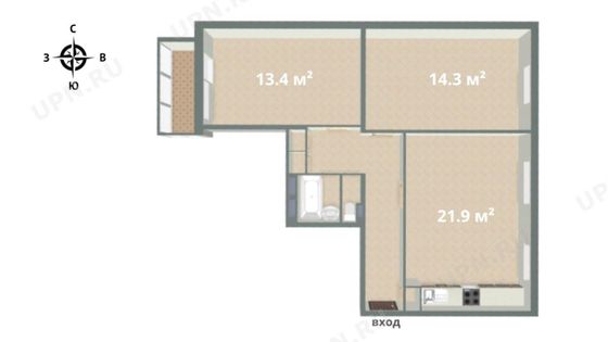 Продажа 3-комнатной квартиры 64 м², 2/9 этаж