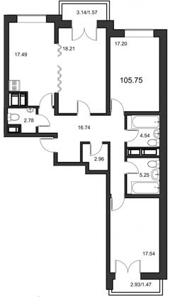Продажа 3-комнатной квартиры 105,3 м², 20/24 этаж