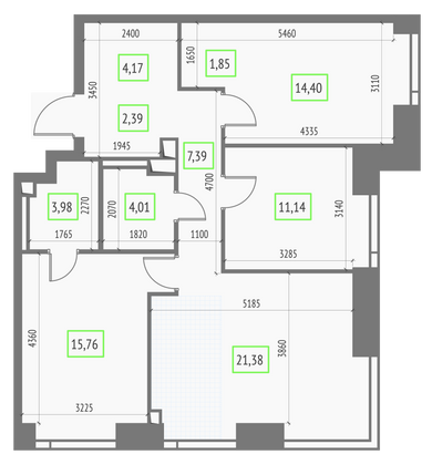 Продажа 3-комнатной квартиры 86,5 м², 36/57 этаж