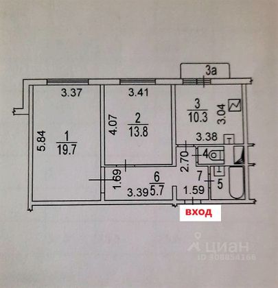 Продажа 2-комнатной квартиры 58 м², 2/22 этаж