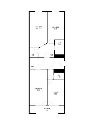 85,2 м², 3-комн. квартира, 5/23 этаж