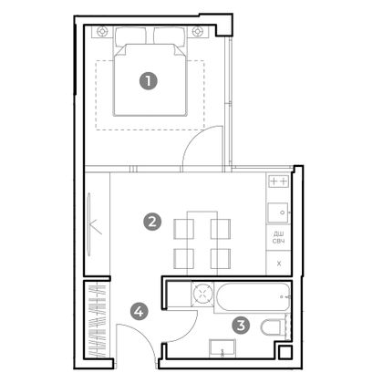 Продажа 1-комнатной квартиры 29,9 м², 24/29 этаж