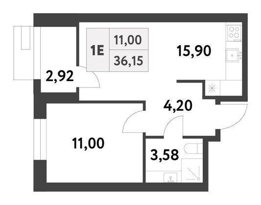 Продажа 1-комнатной квартиры 36,2 м², 6/16 этаж